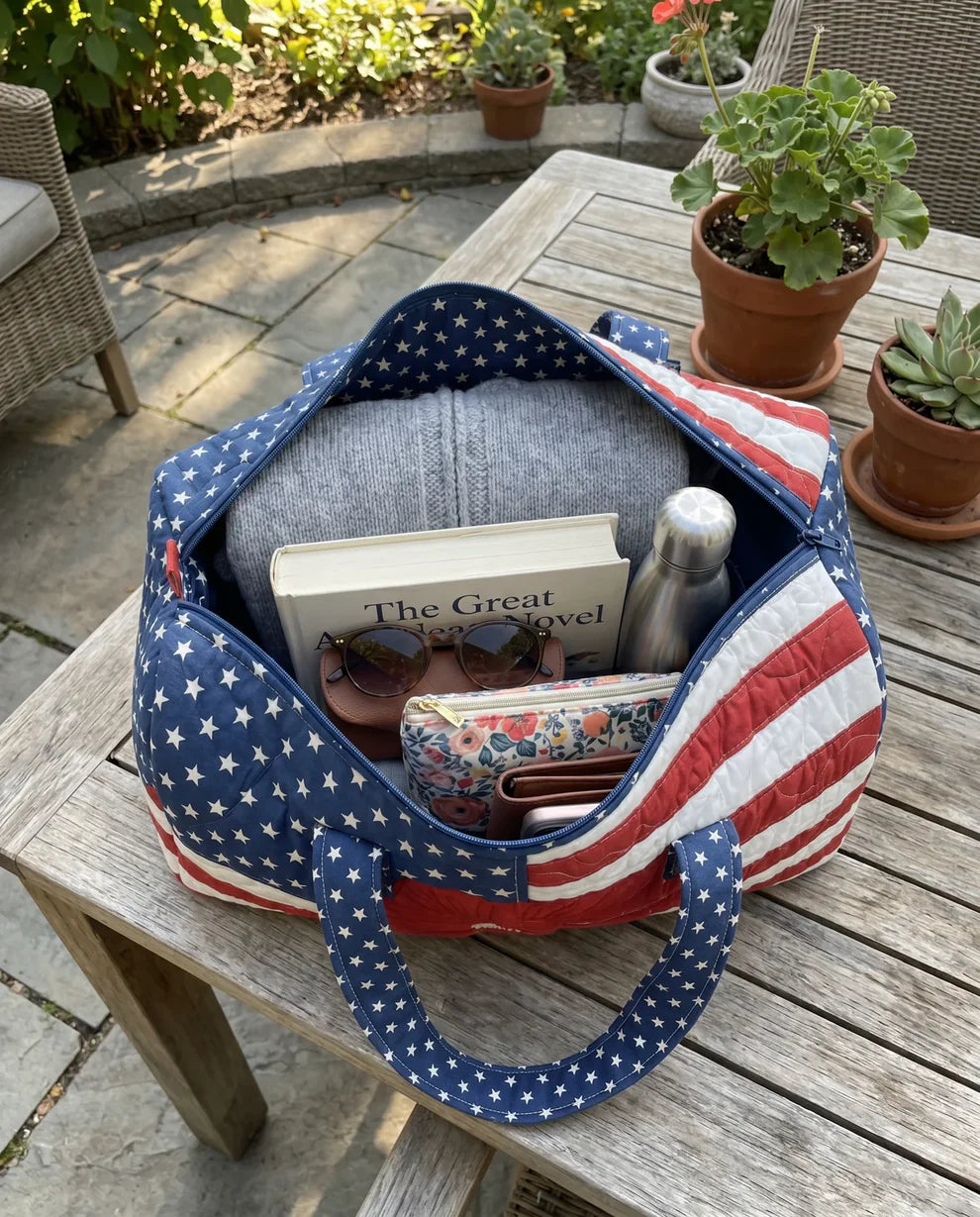 Handmade Quilted USA Tote Bag