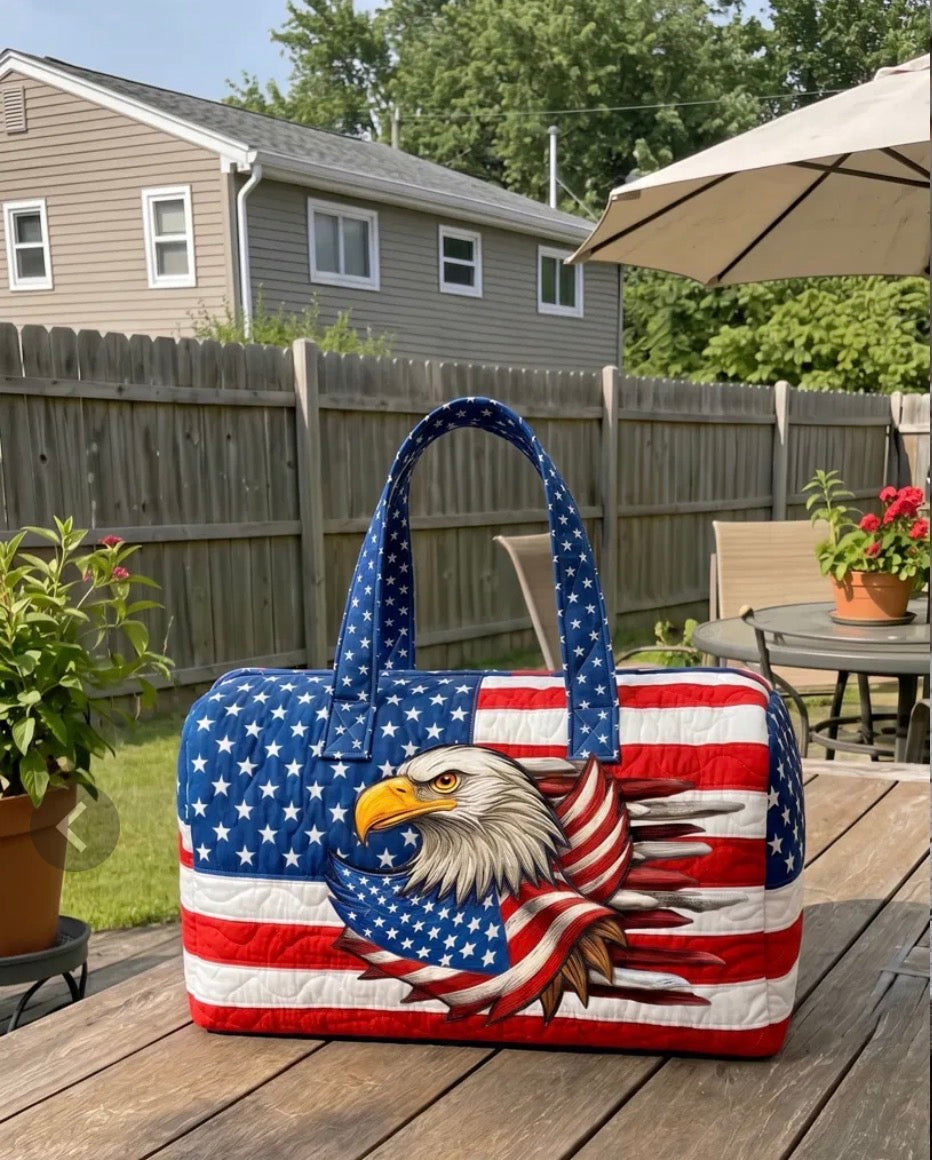 Handmade Quilted USA Tote Bag